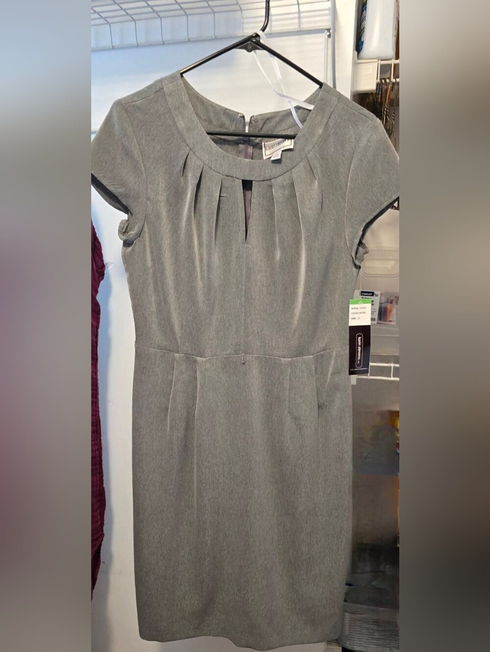 Karin Stevens Classic Grey Cap-Sleeve Sheath Dress